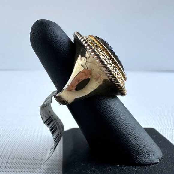 Y2K Gold Tone Statement Druzy Look Ring Size 6 New With Tags - Picture 5 of 11